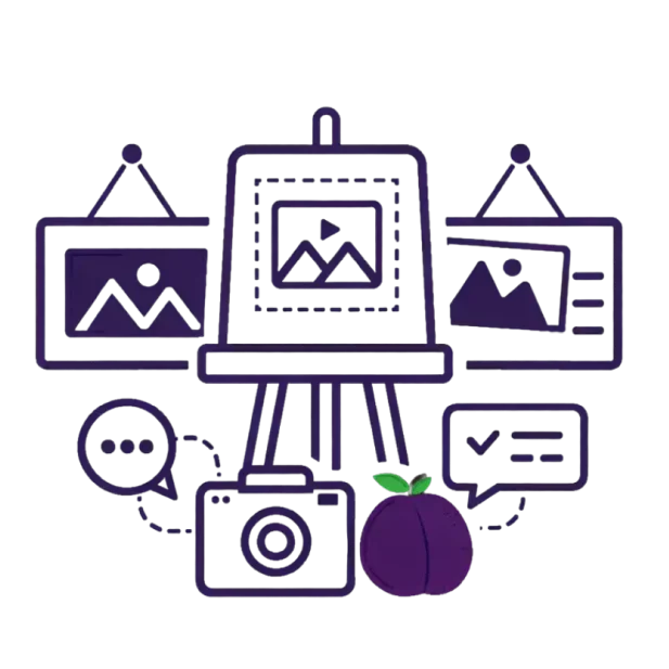 Creatives und Varianten Eine Pflaume erstellt verschiedene Creatives