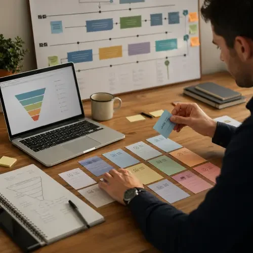 Funnel, Karten und Strategieboard zur strukturierten Kampagnenplanung.